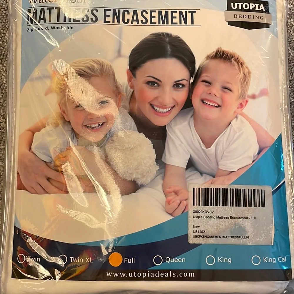 Waterproof mattress cover, zip-up full size. New -in-package, never used.